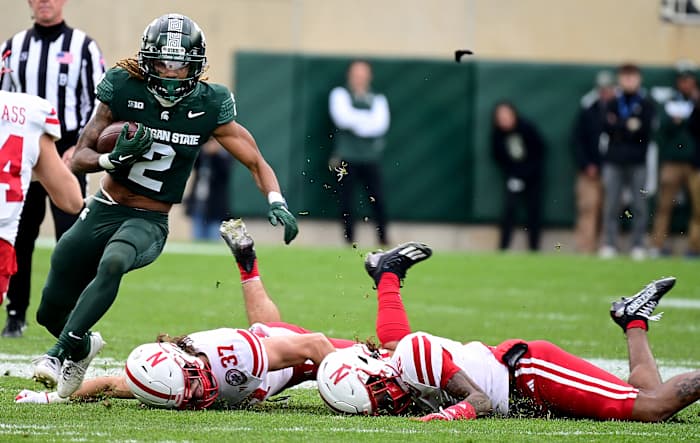 NU vs. MSU 2023 - Tyrell Henry and Phalen Sanford and Tamon Lynum